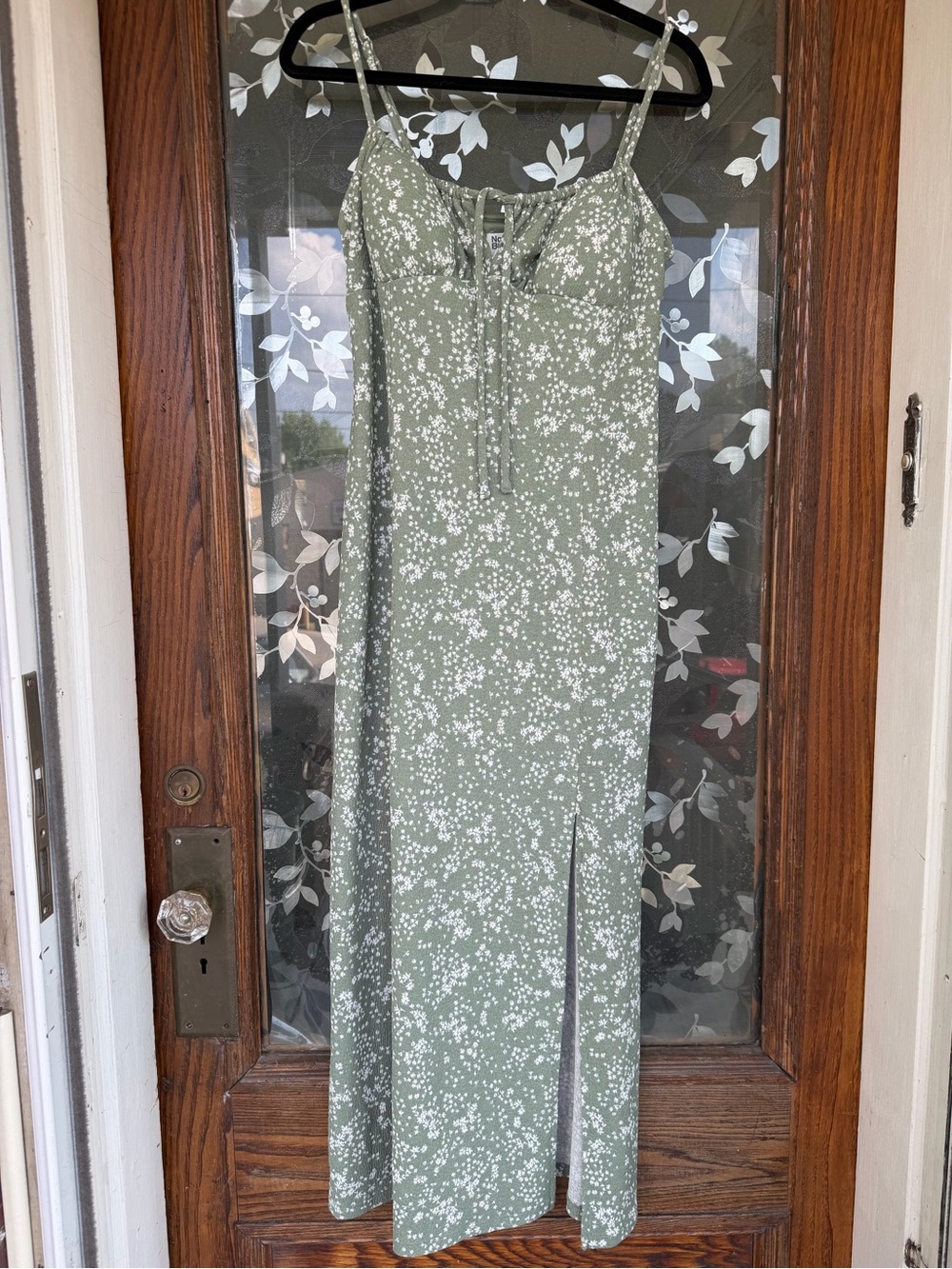 Women's M Sage Green Cottagecore Fairy Boho Maxi Dress with Adjustable Straps